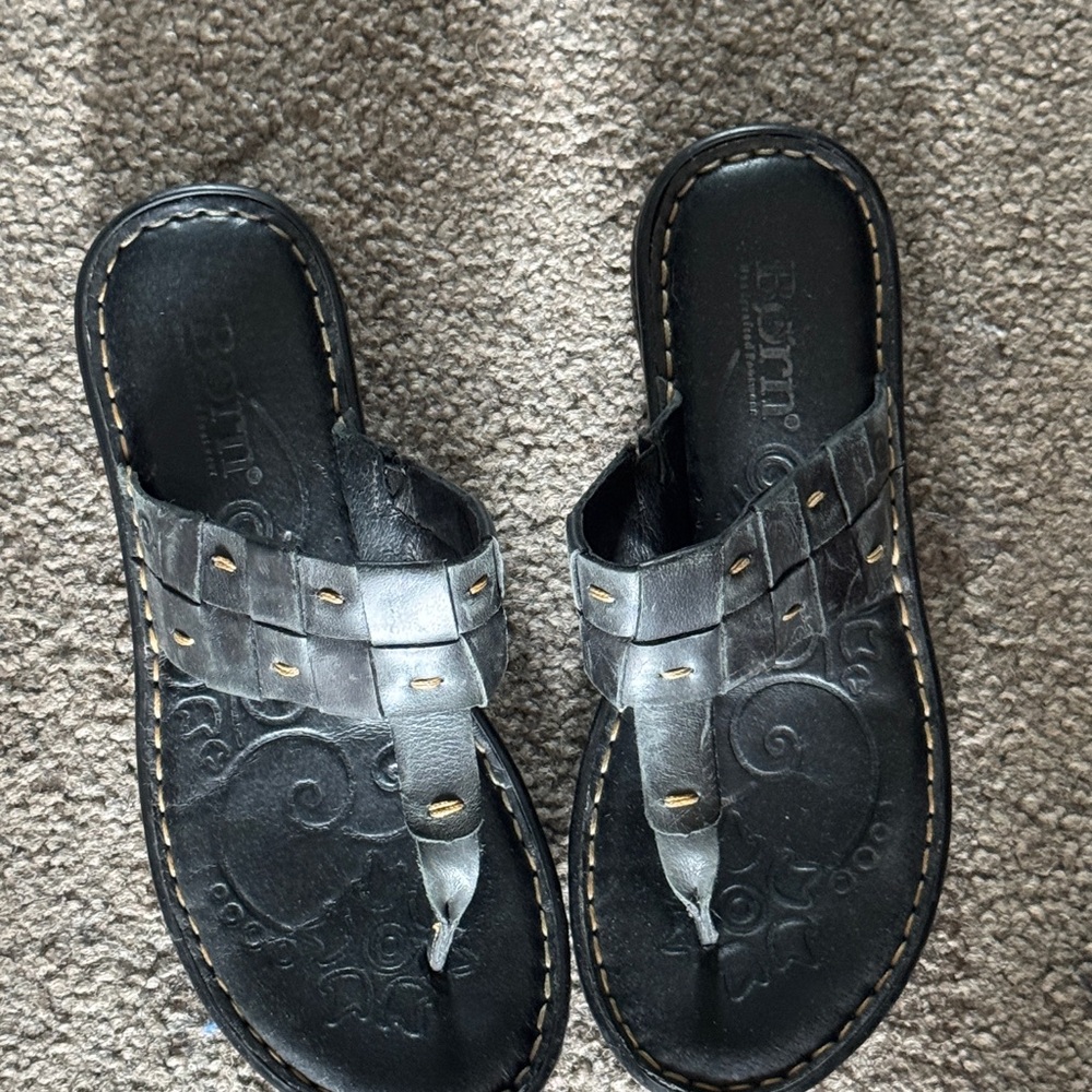Born Charcoal Leather Women's Sandals